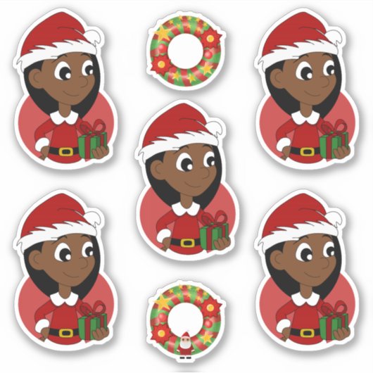 Niedliches Mädchen mit langem schwarzem Haar Urlau Aufkleber (Vorderseite)