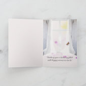 niedliches Mädchen mit rosa Haar Geburtstag Karte (Innenseite)