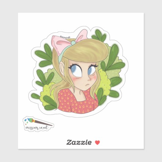 Niedliches Mädchen mit rosa Schleife Aufkleber (Blatt)
