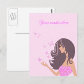 Niedliches Mädchen mit Schmetterlingen Postkarte (Vorne/Hinten)