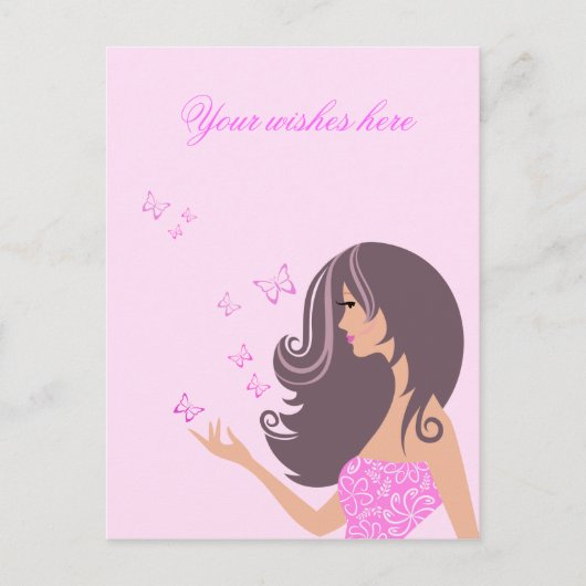 Niedliches Mädchen mit Schmetterlingen Postkarte (Vorderseite)