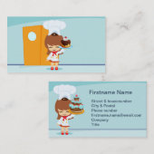 Niedliches Mädchen mit Schokoladenkuchen Visitenkarte (Vorne/Hinten)