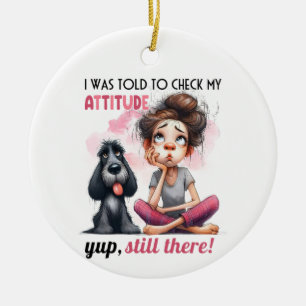 NIEDLICHES MÄDCHEN MIT SCHWARZEM SCHWARZHUND KERAMIK ORNAMENT