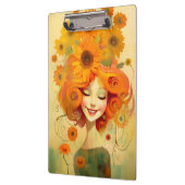 Niedliches Mädchen mit Sonnenblumen Klemmbrett (Links)