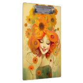 Niedliches Mädchen mit Sonnenblumen Klemmbrett (Rechts)