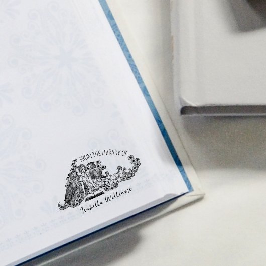 Niedliches Mädchen mit Vögeln, aus der Bibliothek  Gummistempel