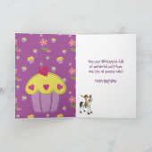 Niedliches Mädchen, Pferde & Blume Personalisiert  Karte (Innenseite)