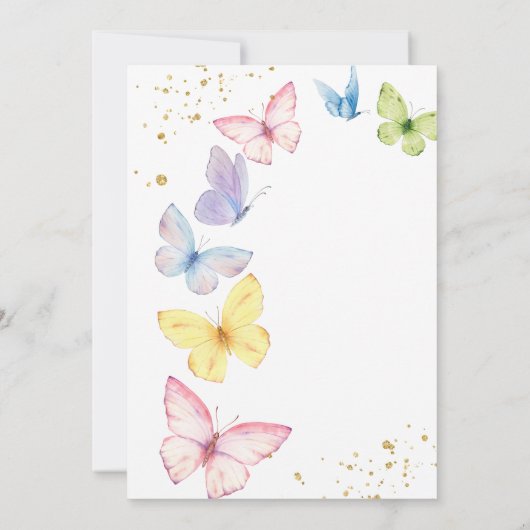 Niedliches Mädchen rosa kleine Schmetterlingsdusch Einladung (Rückseite)