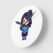 Niedliches Mädchen Runde Wanduhr (Winkel)
