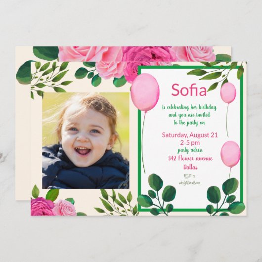 Niedliches Mädchen Save the Date (Vorne/Hinten)