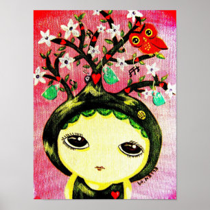 Niedliches Mädchen - sie baut einen Baum an Poster