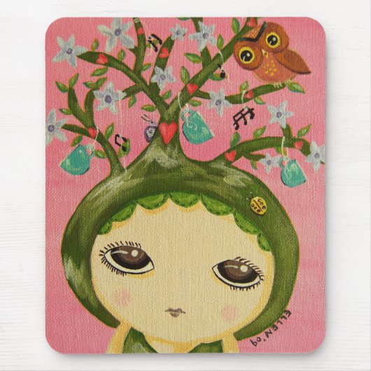Niedliches Mädchen - sie wächst einen Baum Mousepad (Vorne)