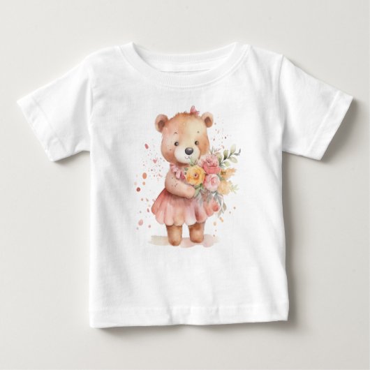 niedliches Mädchen Teddy Bär Baby T - Shirt (Vorderseite)