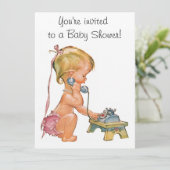 Niedliches Mädchen telefonisch Einladung (Stehend Vorderseite)