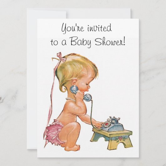 Niedliches Mädchen telefonisch Einladung (Vorderseite)