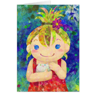 niedliches Mädchen u. weißes gunia Schwein