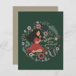 Niedliches Mädchen und Blume - Blühen, wo Sie gepf Mitteilungskarte