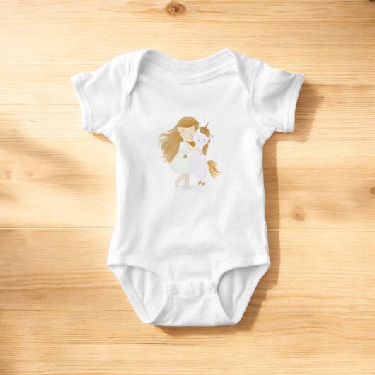 Niedliches Mädchen und Einhorn Baby Strampler
