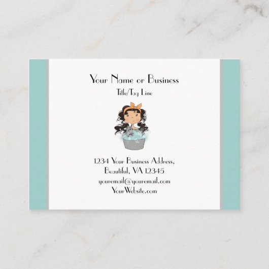 Niedliches Mädchen und katzenbetäubende Begleiter Visitenkarte (Rückseite)