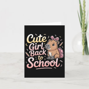 Niedliches Mädchen zurück in die Schule Capybara e Karte