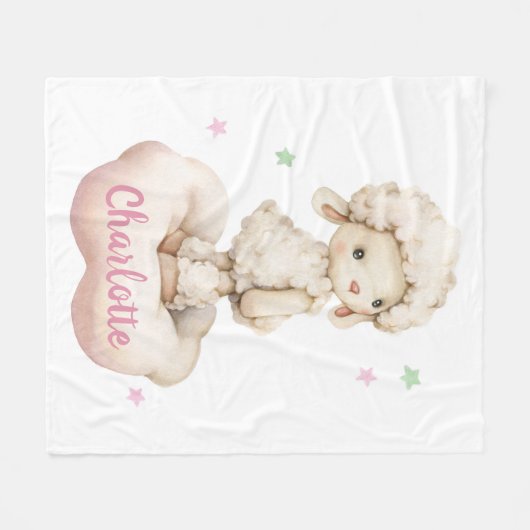 Niedliches Mädchenlamm Fleecedecke (Vorderseite (Horizontal))