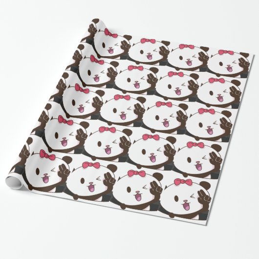 Niedliches Mädchenpanda O.K.! Geschenkpapier (Ungerollt)