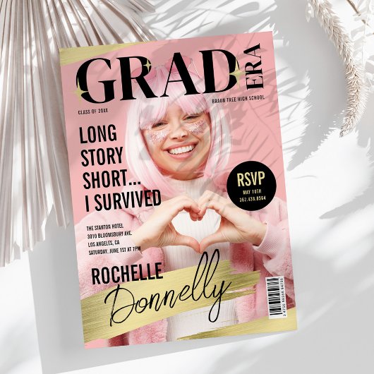 Niedliches Magazin Foto Grad Party Einladung