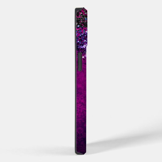 Niedliches Magenta Glitzer Monogramm Case-Mate iPhone Hülle (Rückseite / Rechts)