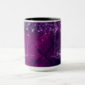 Niedliches Magenta Glitzer Monogramm Tasse (Zentrum)