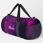 Niedliches Magenta-Schwarz-Imitat-Glitzer-Monogram Duffle Bag (Rechte Ecke)