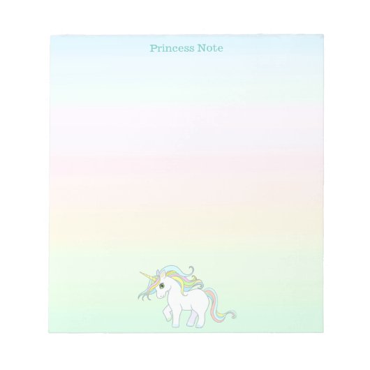 Niedliches magisches Einhorn auf Pastellfarben Notizblock (Vorderseite)