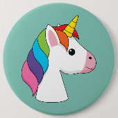 Niedliches magisches Einhorn mit farbenfroher Haar Button (Vorderseite)
