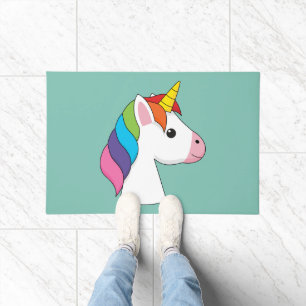 Niedliches magisches Einhorn mit farbenfroher Haar Fußmatte