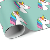 Niedliches magisches Einhorn mit farbenfroher Haar Geschenkpapier (Rolleneckpunkt)
