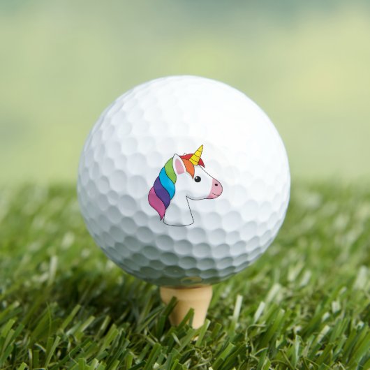Niedliches magisches Einhorn mit farbenfroher Haar Golfball (Insitu T-Shirt)