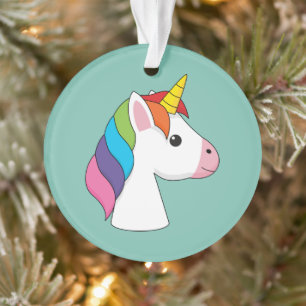 Niedliches magisches Einhorn mit farbenfroher Haar Ornament