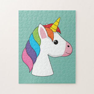 Niedliches magisches Einhorn mit farbenfroher Haar Puzzle