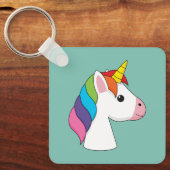 Niedliches magisches Einhorn mit farbenfroher Haar Schlüsselanhänger (Vorderseite)