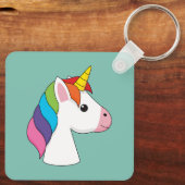 Niedliches magisches Einhorn mit farbenfroher Haar Schlüsselanhänger (Rückseite)
