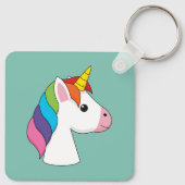 Niedliches magisches Einhorn mit farbenfroher Haar Schlüsselanhänger (Rückseite)