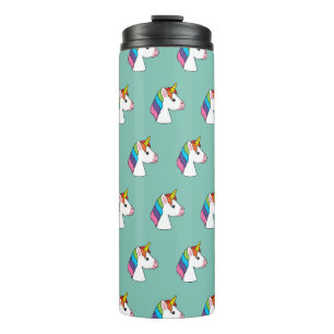Niedliches magisches Einhorn mit farbenfroher Haar Thermosbecher