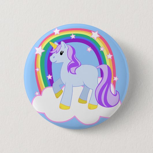 Niedliches magisches Einhorn mit Regenbogen (indiv Button (Vorderseite)
