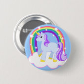 Niedliches magisches Einhorn mit Regenbogen (indiv Button (Vorne & Hinten)
