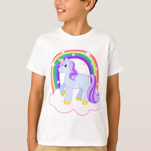 Niedliches magisches Einhorn mit Regenbogen (indiv T-Shirt (Vorderseite)