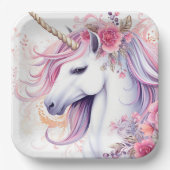 Niedliches magisches Einhorn Pappteller (Vorderseite)