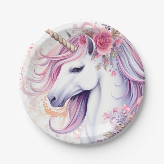 Niedliches magisches Einhorn Pappteller (Vorderseite)
