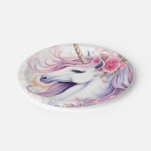 Niedliches magisches Einhorn Pappteller (Schrägansicht)