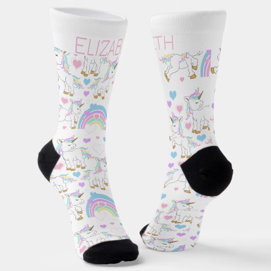 Niedliches magisches Einhorn personalisieren Socken (Gewinkelt)
