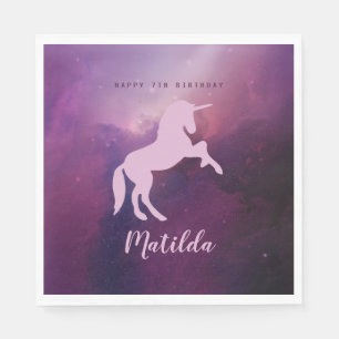 niedliches magisches lila Einhorn Serviette