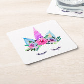 Niedliches magisches Unicorn-Gesicht Rechteckiger Pappuntersetzer (angewinkelt)